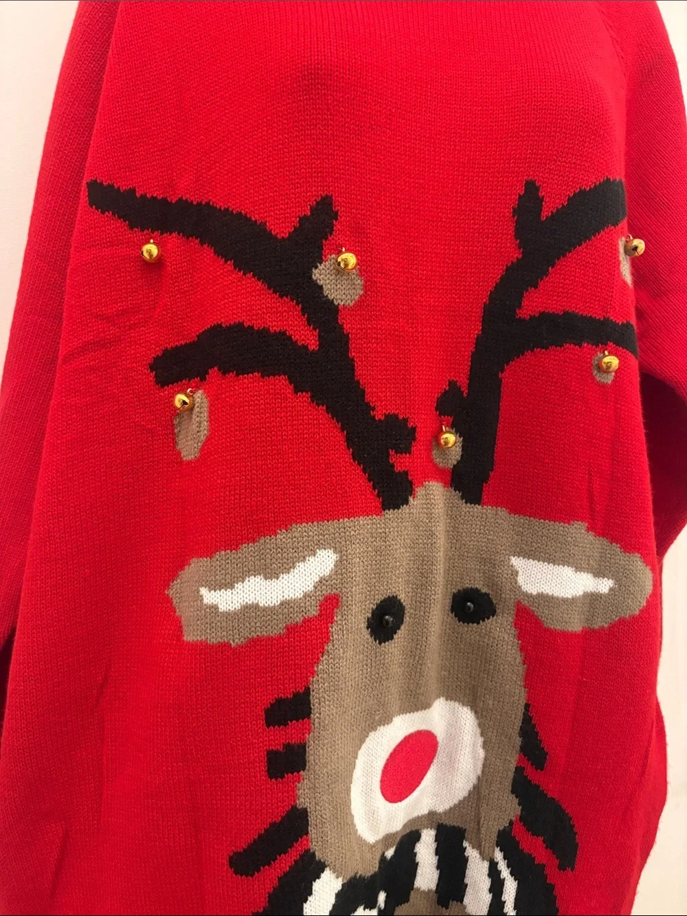 Women's Red Reindeer Turtleneck Sweater dress size L new